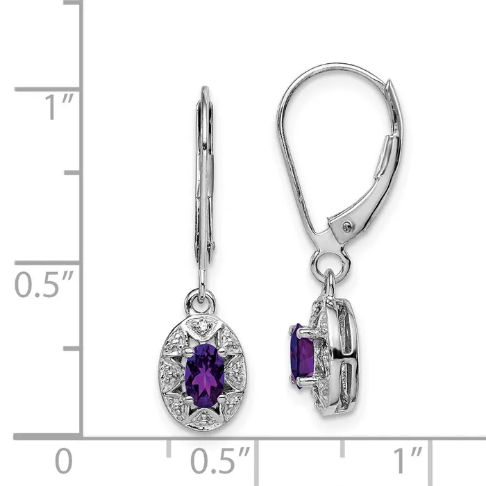 Earrings Goldia Sterling Silver Rhodiumplated Diamond u0026 Amethyst Earrings