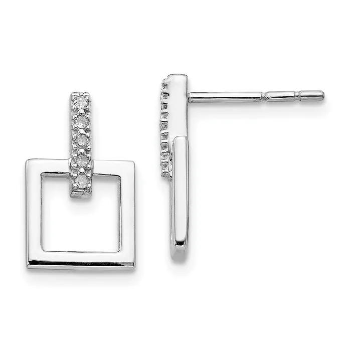 Earrings Goldia White Ice Sterling Silver Rhodiumplated Diamond Open Square Dangle Earrings Earrings Goldia White Ice Sterling Silver Rhodiumplated Diamond Open Square Dangle Earrings