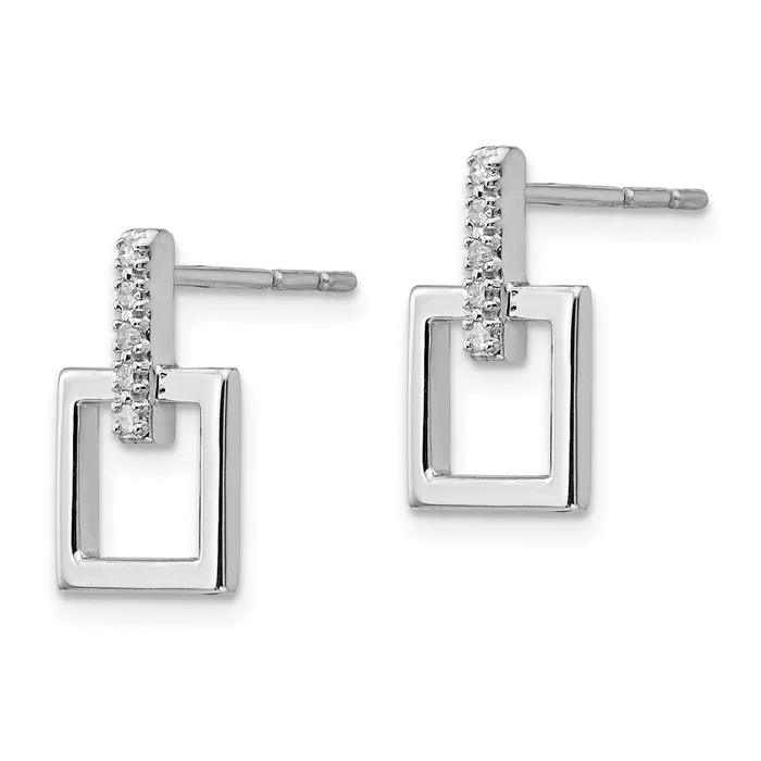 Earrings Goldia White Ice Sterling Silver Rhodiumplated Diamond Open Square Dangle Earrings