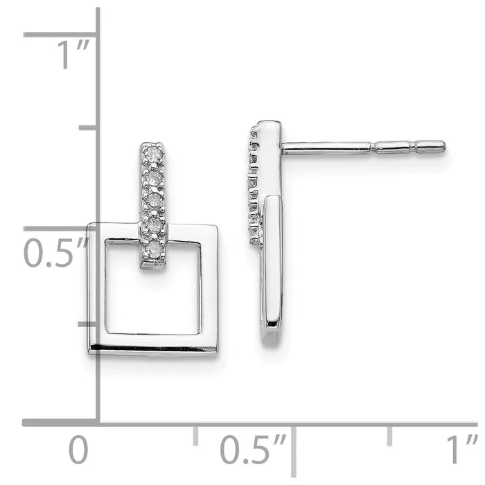 Earrings Goldia White Ice Sterling Silver Rhodiumplated Diamond Open Square Dangle Earrings