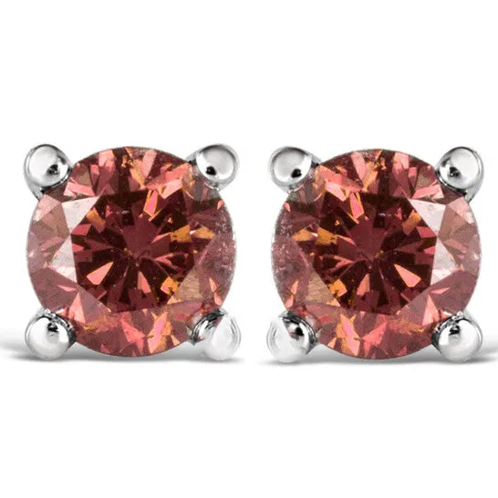 Earrings JMS always Original 14K White Gold 12 Cttw Round Brilliant Cut Lab Grown Pink Diamond 4Prong Classic Solitaire Earrings Pink Color VVS2VS1 Clarity Earrings JMS always Original 14K White Gold 12 Cttw Round Brilliant Cut Lab Grown Pink Diamond 4Prong Classic Solitaire Earrings Pink Color VVS2VS1 Clarity