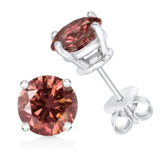 Earrings JMS always Original 14K White Gold 12 Cttw Round Brilliant Cut Lab Grown Pink Diamond 4Prong Classic Solitaire Earrings Pink Color VVS2VS1 Clarity Earrings JMS always Original 14K White Gold 12 Cttw Round Brilliant Cut Lab Grown Pink Diamond 4Prong Classic Solitaire Earrings Pink Color VVS2VS1 Clarity