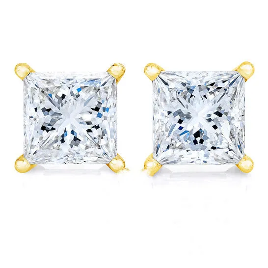 Earrings JMS always Original AGS Certified 14k Yellow Gold 14 cttw 4Prong Set PrincessCut Solitaire Diamond Push Back Stud Earrings JK Color SI2I1 Clarity Earrings JMS always Original AGS Certified 14k Yellow Gold 14 cttw 4Prong Set PrincessCut Solitaire Diamond Push Back Stud Earrings JK Color SI2I1 Clarity