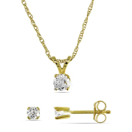 Earrings JMS always Original AMOUR 38 CT TW Diamond Solitaire Pendant with Chain and Stud Earrings 2piece Set In 14K Yellow Gold Earrings JMS always Original AMOUR 38 CT TW Diamond Solitaire Pendant with Chain and Stud Earrings 2piece Set In 14K Yellow Gold