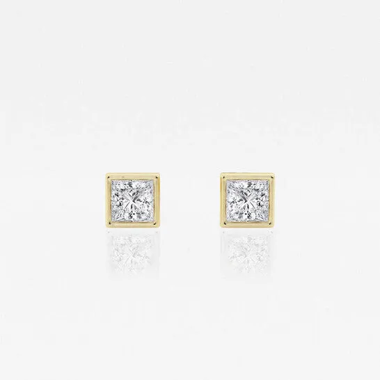 Earrings JMS always Original Brilliant Diamond 14KT Yellow Gold 12 cttw PrincessCut Lab Grown Diamond Bezel Set Solitaire Stud Earrings for Women GVSSI Earrings JMS always Original Brilliant Diamond 14KT Yellow Gold 12 cttw PrincessCut Lab Grown Diamond Bezel Set Solitaire Stud Earrings for Women GVSSI