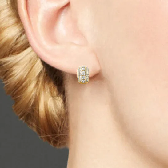 Earrings JMS always Original DiamondMuse 300 Carat TW Yellow Gold Over Sterling Silver Diamond Huggie Hoop Earrings for Women Earrings JMS always Original DiamondMuse 300 Carat TW Yellow Gold Over Sterling Silver Diamond Huggie Hoop Earrings for Women