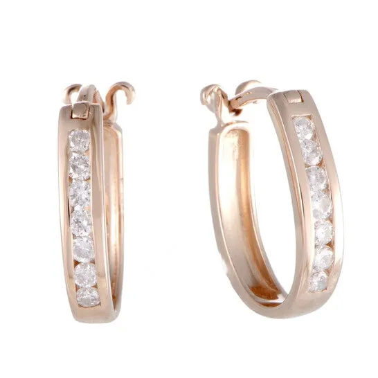 Earrings JMS always Original LB Exclusive 14K Rose Gold 25 Carat VS1 G Color Diamond Oval Hoop Huggies Earrings Earrings JMS always Original LB Exclusive 14K Rose Gold 25 Carat VS1 G Color Diamond Oval Hoop Huggies Earrings