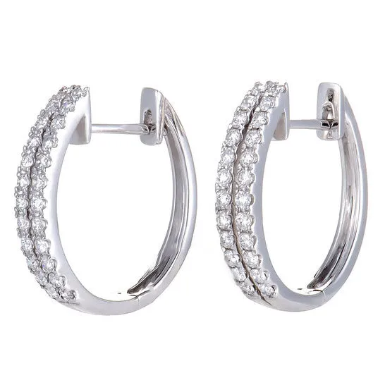 Earrings JMS always Original LB Exclusive Petite 50ct 14K White Gold 2Row Diamond Hoop Earrings Earrings JMS always Original LB Exclusive Petite 50ct 14K White Gold 2Row Diamond Hoop Earrings