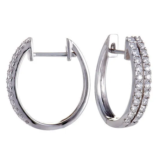 Earrings JMS always Original LB Exclusive Petite 50ct 14K White Gold 2Row Diamond Hoop Earrings Earrings JMS always Original LB Exclusive Petite 50ct 14K White Gold 2Row Diamond Hoop Earrings