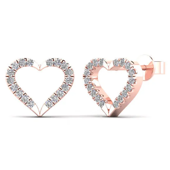 Earrings JMS always Original Maulijewels 10K Solid Rose Gold 013 Carat Heart Shape Natural Diamond Stud Earrings For Women Jewelry Gift Earrings JMS always Original Maulijewels 10K Solid Rose Gold 013 Carat Heart Shape Natural Diamond Stud Earrings For Women Jewelry Gift