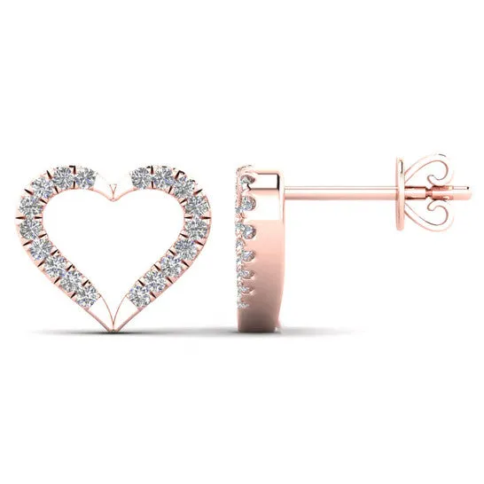 Earrings JMS always Original Maulijewels 10K Solid Rose Gold 013 Carat Heart Shape Natural Diamond Stud Earrings For Women Jewelry Gift Earrings JMS always Original Maulijewels 10K Solid Rose Gold 013 Carat Heart Shape Natural Diamond Stud Earrings For Women Jewelry Gift