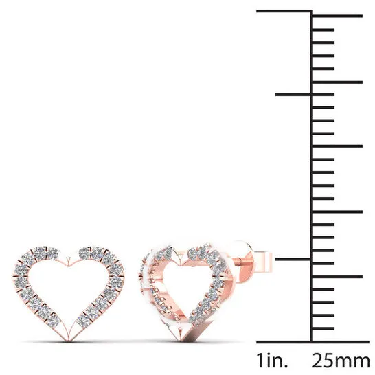 Earrings JMS always Original Maulijewels 10K Solid Rose Gold 013 Carat Heart Shape Natural Diamond Stud Earrings For Women Jewelry Gift Earrings JMS always Original Maulijewels 10K Solid Rose Gold 013 Carat Heart Shape Natural Diamond Stud Earrings For Women Jewelry Gift