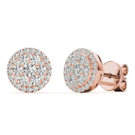 Earrings JMS always Original Tresorra 18K Rose Gold Rose Gold Round Halo Cluster Diamond Stud Earrings Earrings JMS always Original Tresorra 18K Rose Gold Rose Gold Round Halo Cluster Diamond Stud Earrings