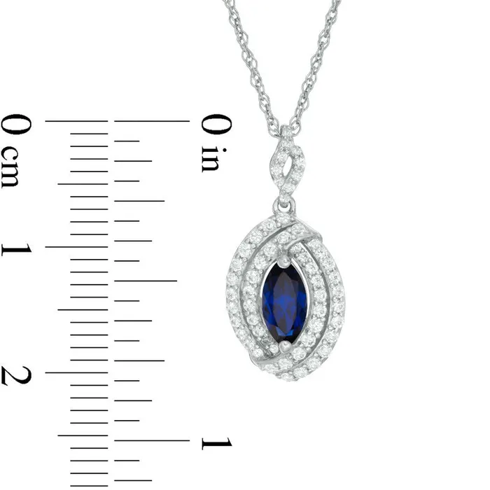 Earrings Marquise LabCreated Blue and White Sapphire Double Swirl Frame Drop Pendant in Sterling Silver Goldia Earrings Marquise LabCreated Blue and White Sapphire Double Swirl Frame Drop Pendant in Sterling Silver Goldia
