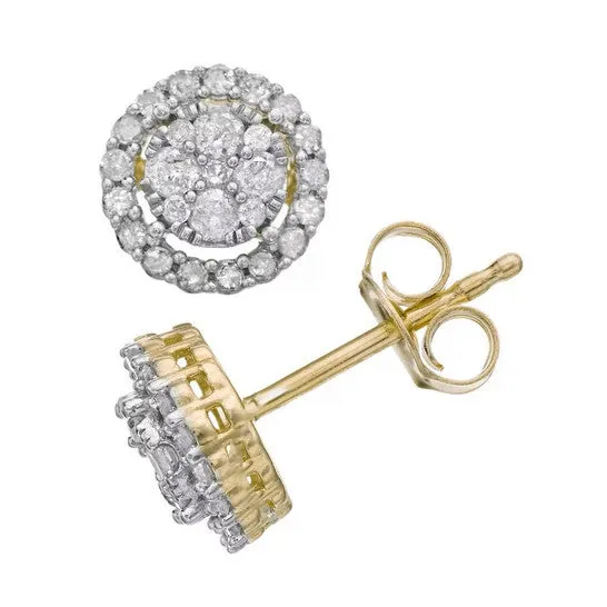 Earrings Original Diamond Muse 050 cttw Yellow Gold Over Sterling Silver Diamond Round Halo Stud Earrings JMS always Earrings Original Diamond Muse 050 cttw Yellow Gold Over Sterling Silver Diamond Round Halo Stud Earrings JMS always