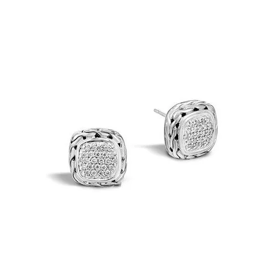 Earrings Original John Hardy Classic Chain Silver Diamond Pav 028ct Small Square Earrings JMS always Earrings Original John Hardy Classic Chain Silver Diamond Pav 028ct Small Square Earrings JMS always