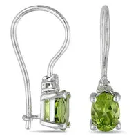 Earrings Oval Peridot and Diamond Accent Drop Earrings in Sterling Silver Goldia Earrings Oval Peridot and Diamond Accent Drop Earrings in Sterling Silver Goldia