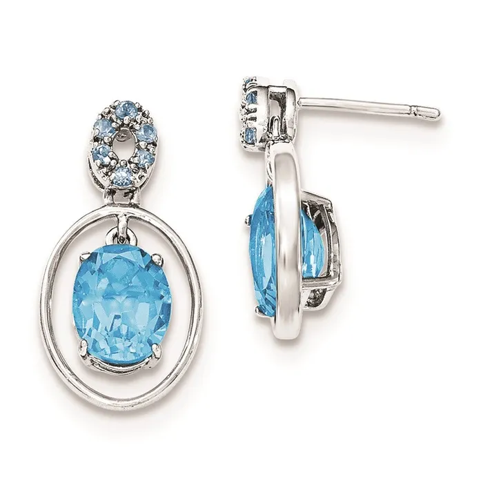 Earrings Sterling Silver Lt Swiss Blue Topaz Post Dangle Earrings Goldia