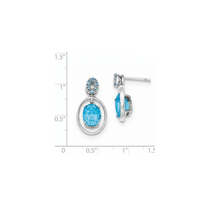 Earrings Sterling Silver Lt Swiss Blue Topaz Post Dangle Earrings Goldia