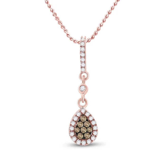 gndatlanta 10k Rose Gold Round Brown Diamond Teardrop Pendant 13 Cttw Necklaces gndatlanta 10k Rose Gold Round Brown Diamond Teardrop Pendant 13 Cttw Necklaces
