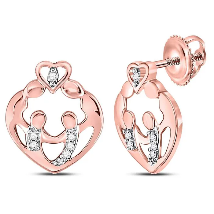 gndatlanta 10k Rose Gold Round Diamond Mother Child Heart Stud Earrings 112 Cttw Earrings gndatlanta 10k Rose Gold Round Diamond Mother Child Heart Stud Earrings 112 Cttw Earrings