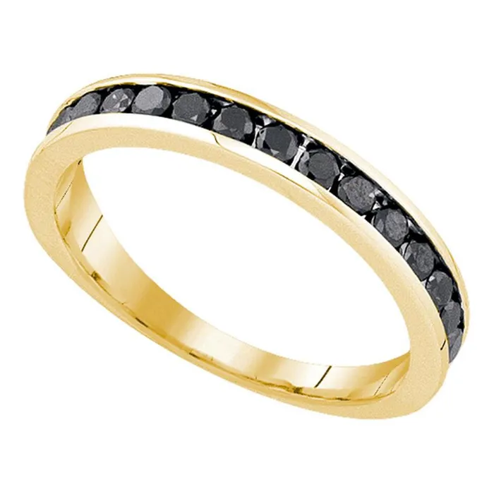 gndatlanta 10k Yellow Gold Round Black Diamond Band Ring 12 Cttw Rings