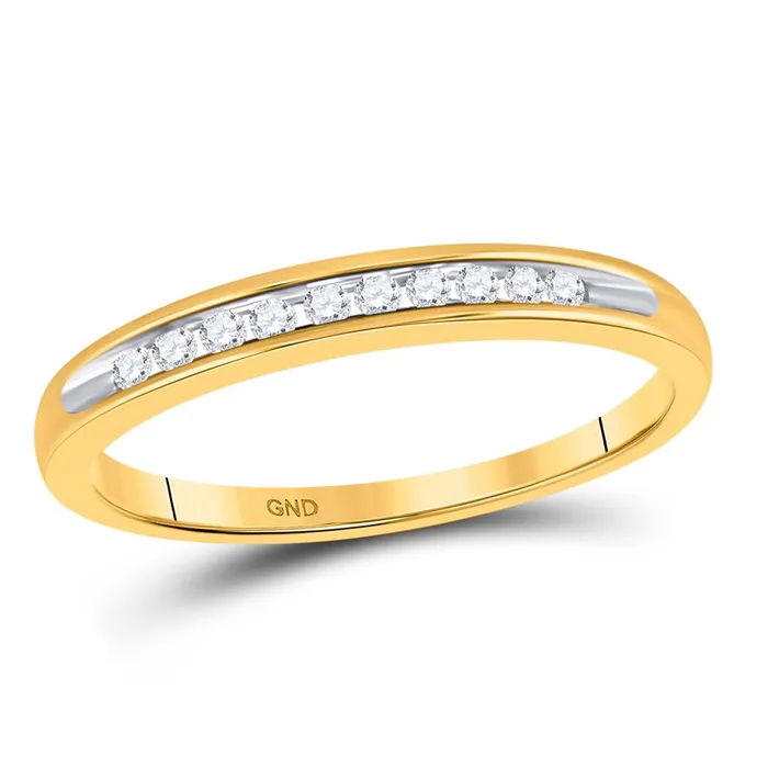 gndatlanta 10k Yellow Gold Round Diamond Single Row Band Ring 110 Cttw Rings