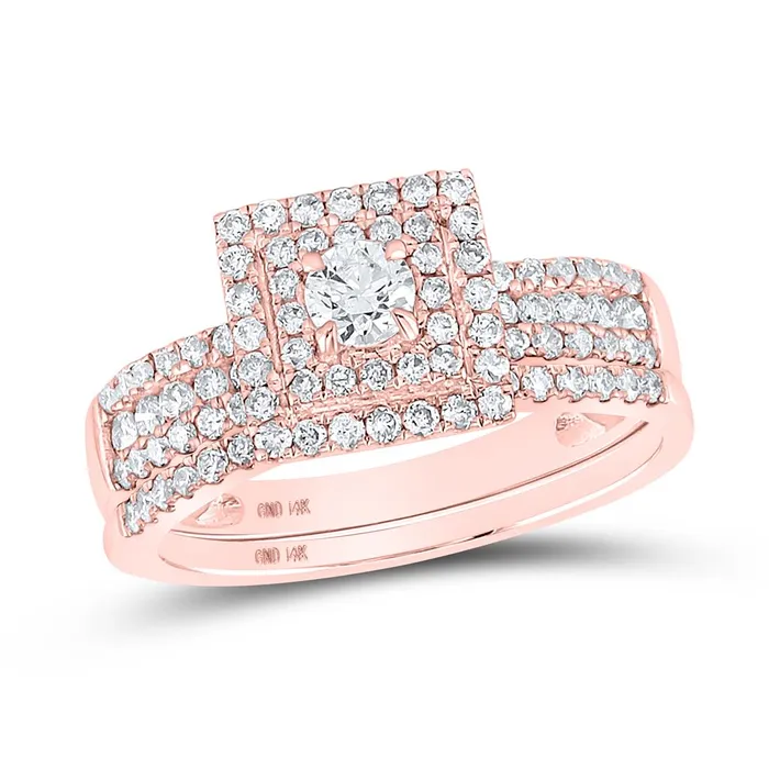 gndatlanta 14k Rose Gold Round Diamond Bridal Wedding Ring Set 78 Cttw Rings gndatlanta 14k Rose Gold Round Diamond Bridal Wedding Ring Set 78 Cttw Rings