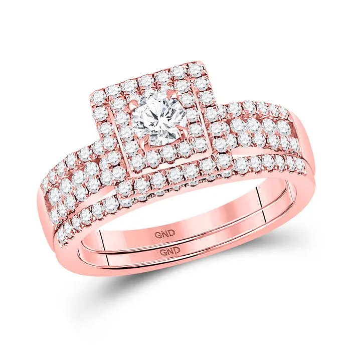 gndatlanta 14k Rose Gold Round Diamond Bridal Wedding Ring Set 78 Cttw Rings