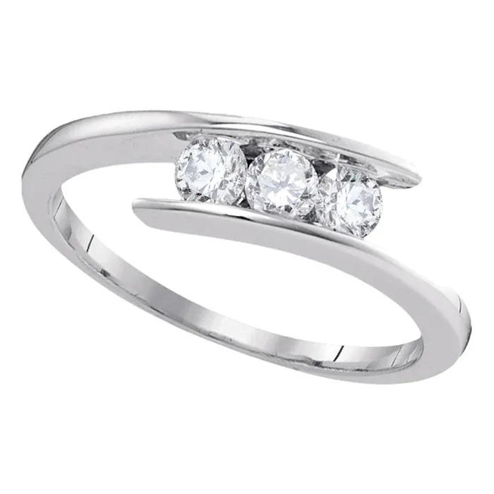 gndatlanta 14k White Gold Round Diamond 3stone Promise Ring 12 Cttw Rings gndatlanta 14k White Gold Round Diamond 3stone Promise Ring 12 Cttw Rings
