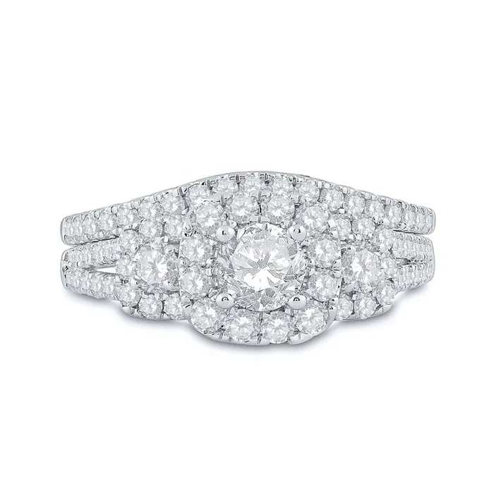 gndatlanta 14k White Gold Round Diamond Bridal Wedding Ring Set 112 Cttw Certified Rings gndatlanta 14k White Gold Round Diamond Bridal Wedding Ring Set 112 Cttw Certified Rings