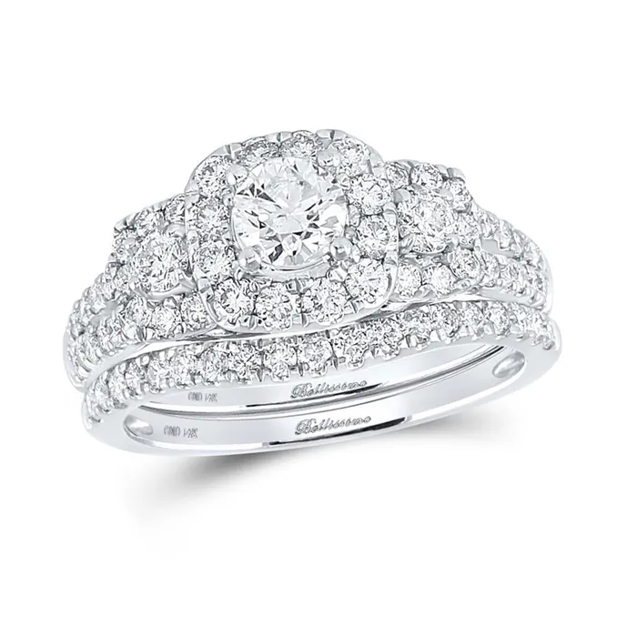 gndatlanta 14k White Gold Round Diamond Bridal Wedding Ring Set 112 Cttw Certified Rings
