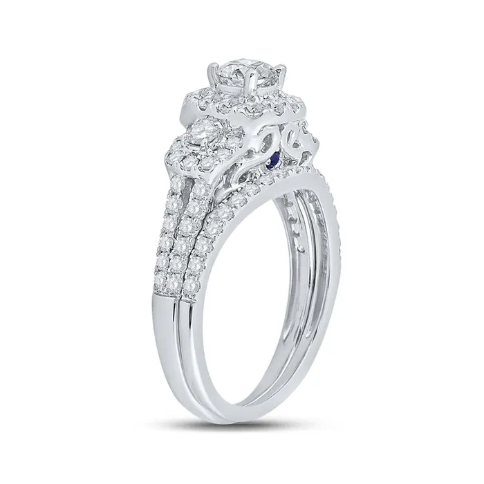 gndatlanta 14k White Gold Round Diamond Bridal Wedding Ring Set 112 Cttw Certified Rings