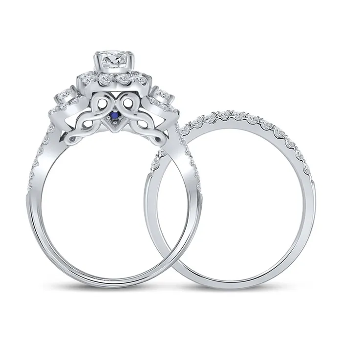 gndatlanta 14k White Gold Round Diamond Bridal Wedding Ring Set 112 Cttw Certified Rings
