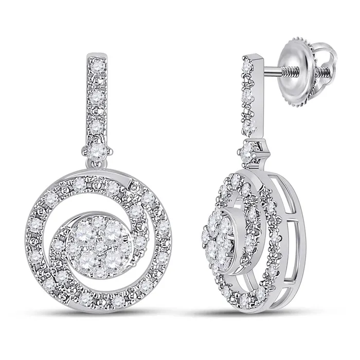 gndatlanta 14k White Gold Round Diamond Fashion Dangle Earrings 12 Ctw Earrings gndatlanta 14k White Gold Round Diamond Fashion Dangle Earrings 12 Ctw Earrings