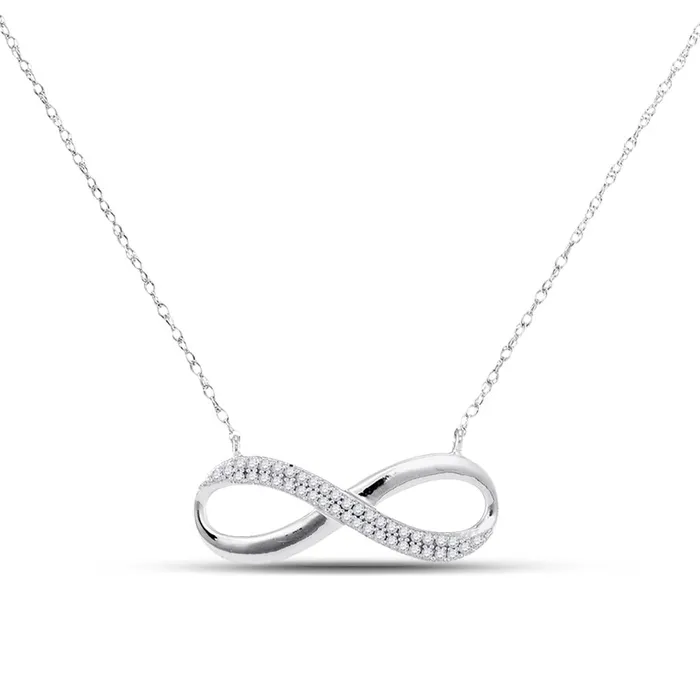 gndatlanta 14k White Gold Round Diamond Infinity Pendant Necklace 18 Cttw Necklaces gndatlanta 14k White Gold Round Diamond Infinity Pendant Necklace 18 Cttw Necklaces