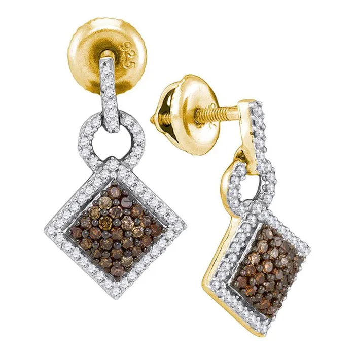 gndatlanta Earrings 10k Yellow Gold Brown Diamond Diagonal Square Dangle Earrings 12 Cttw gndatlanta Earrings 10k Yellow Gold Brown Diamond Diagonal Square Dangle Earrings 12 Cttw