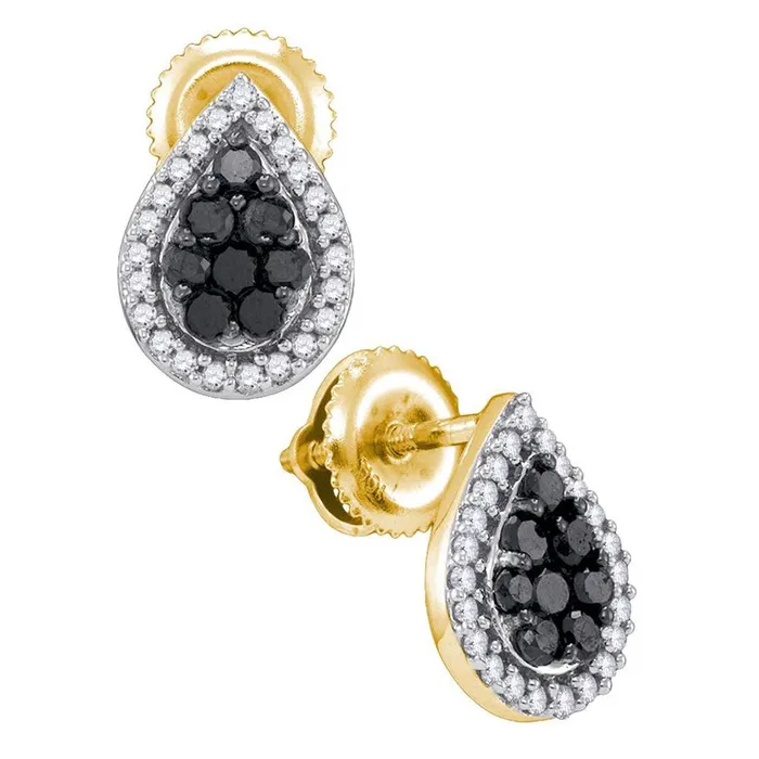 gndatlanta Earrings 10k Yellow Gold Round Black Diamond Cluster Earrings 12 Cttw gndatlanta Earrings 10k Yellow Gold Round Black Diamond Cluster Earrings 12 Cttw