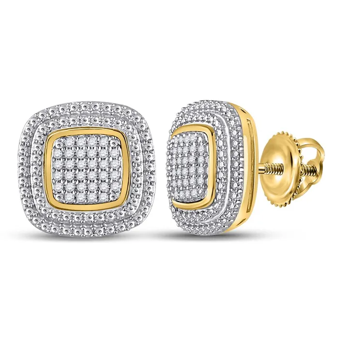 gndatlanta Earrings 10k Yellow Gold Round Diamond Square Cluster Earrings 16 Cttw gndatlanta Earrings 10k Yellow Gold Round Diamond Square Cluster Earrings 16 Cttw