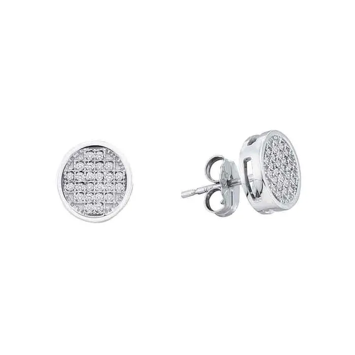 gndatlanta Earrings 14k White Gold Round Diamond Circle Cluster Earrings 13 Cttw