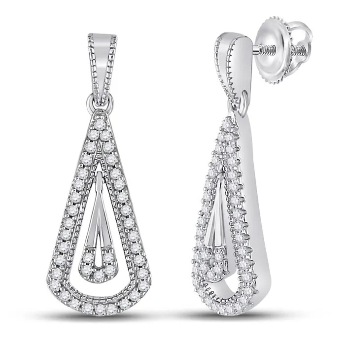 gndatlanta Earrings 14k White Gold Round Diamond Dangle Earrings 14 Cttw gndatlanta Earrings 14k White Gold Round Diamond Dangle Earrings 14 Cttw