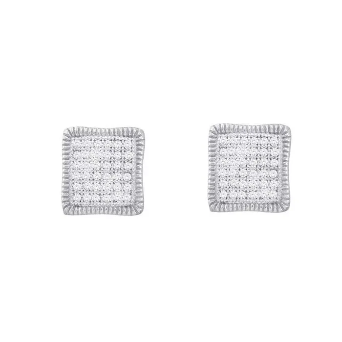 gndatlanta Earrings 14k White Gold Round Diamond Square Cluster Milgrain Earrings 14 Cttw gndatlanta Earrings 14k White Gold Round Diamond Square Cluster Milgrain Earrings 14 Cttw