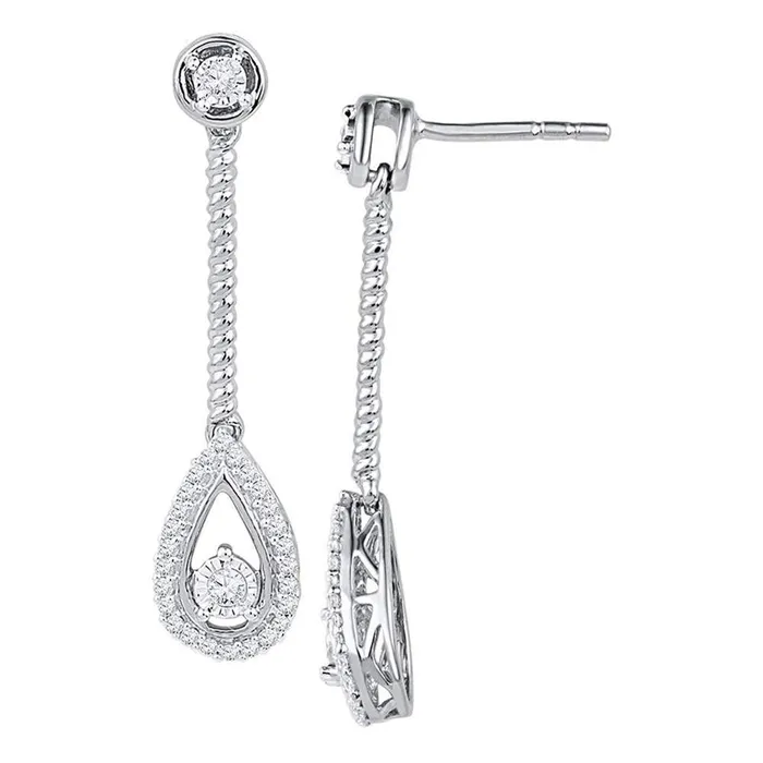 gndatlanta Earrings 14k White Gold Round Diamond Teardrop Dangle Earrings 14 Cttw gndatlanta Earrings 14k White Gold Round Diamond Teardrop Dangle Earrings 14 Cttw