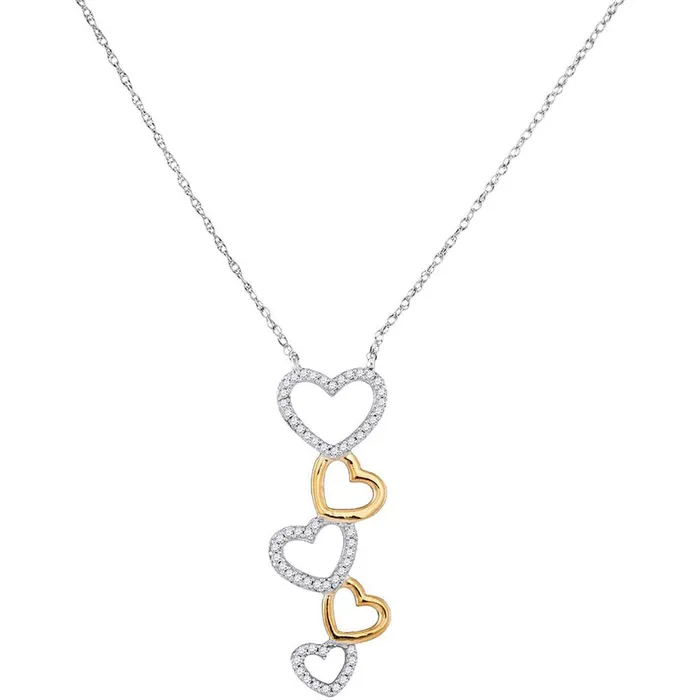 gndatlanta Necklaces 10k Twotone White Gold Round Diamond Cascading Heart Pendant Necklace 16 Cttw gndatlanta Necklaces 10k Twotone White Gold Round Diamond Cascading Heart Pendant Necklace 16 Cttw