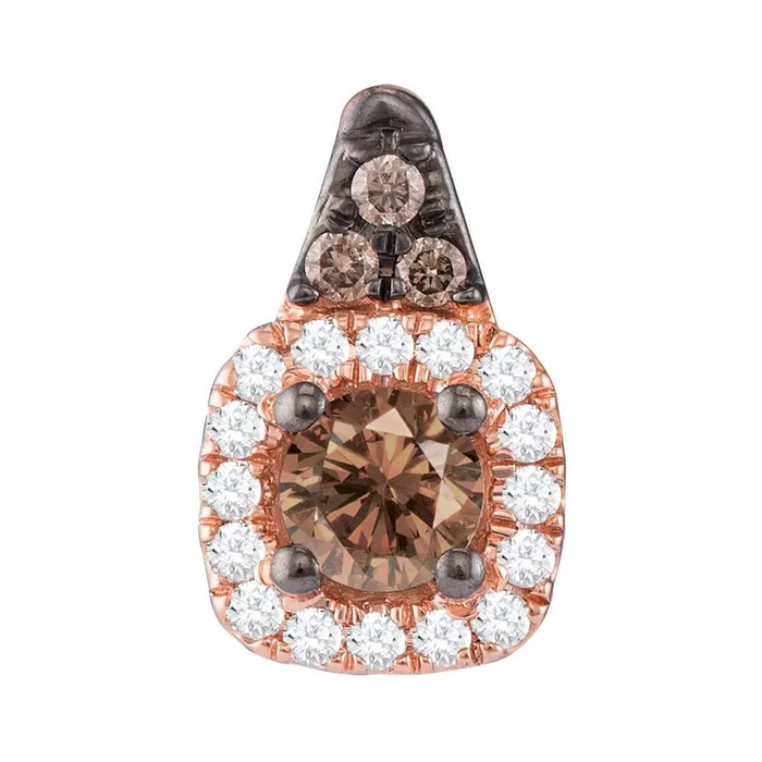 gndatlanta Necklaces 14k Rose Gold Round Brown Diamond Halo Solitaire Pendant 14 Cttw gndatlanta Necklaces 14k Rose Gold Round Brown Diamond Halo Solitaire Pendant 14 Cttw