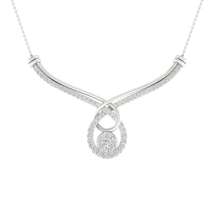 gndatlanta Necklaces 14k White Gold Round Diamond Fashion Necklace 1 Cttw