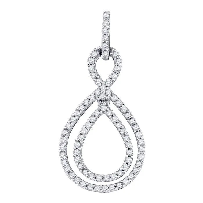 gndatlanta Necklaces 14k White Gold Round Diamond Teardrop Pendant 58 Cttw gndatlanta Necklaces 14k White Gold Round Diamond Teardrop Pendant 58 Cttw