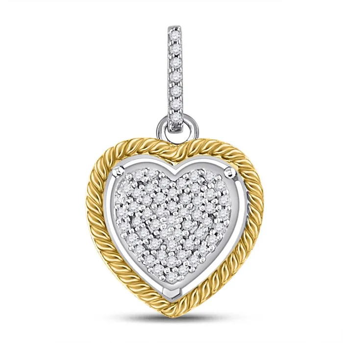 gndatlanta Rings 10k Twotone Gold Round Diamond Rope Heart Pendant 112 Cttw gndatlanta Rings 10k Twotone Gold Round Diamond Rope Heart Pendant 112 Cttw