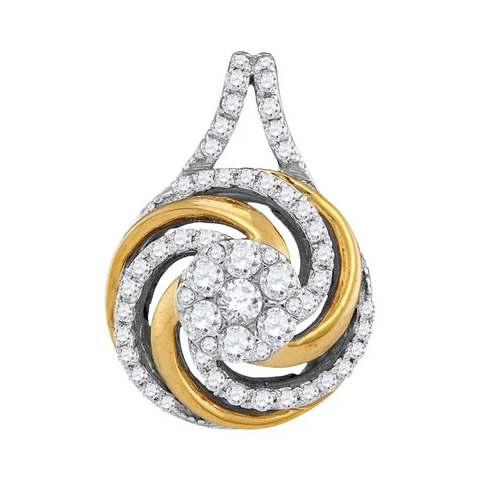 gndatlanta Rings 10k Twotone Gold Round Diamond Swirl Cluster Pendant 12 Cttw gndatlanta Rings 10k Twotone Gold Round Diamond Swirl Cluster Pendant 12 Cttw