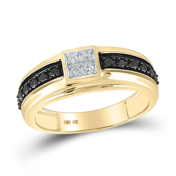 gndatlanta Rings 10k Yellow Gold Black Diamond Cluster Wedding Band Ring 12 Cttw gndatlanta Rings 10k Yellow Gold Black Diamond Cluster Wedding Band Ring 12 Cttw